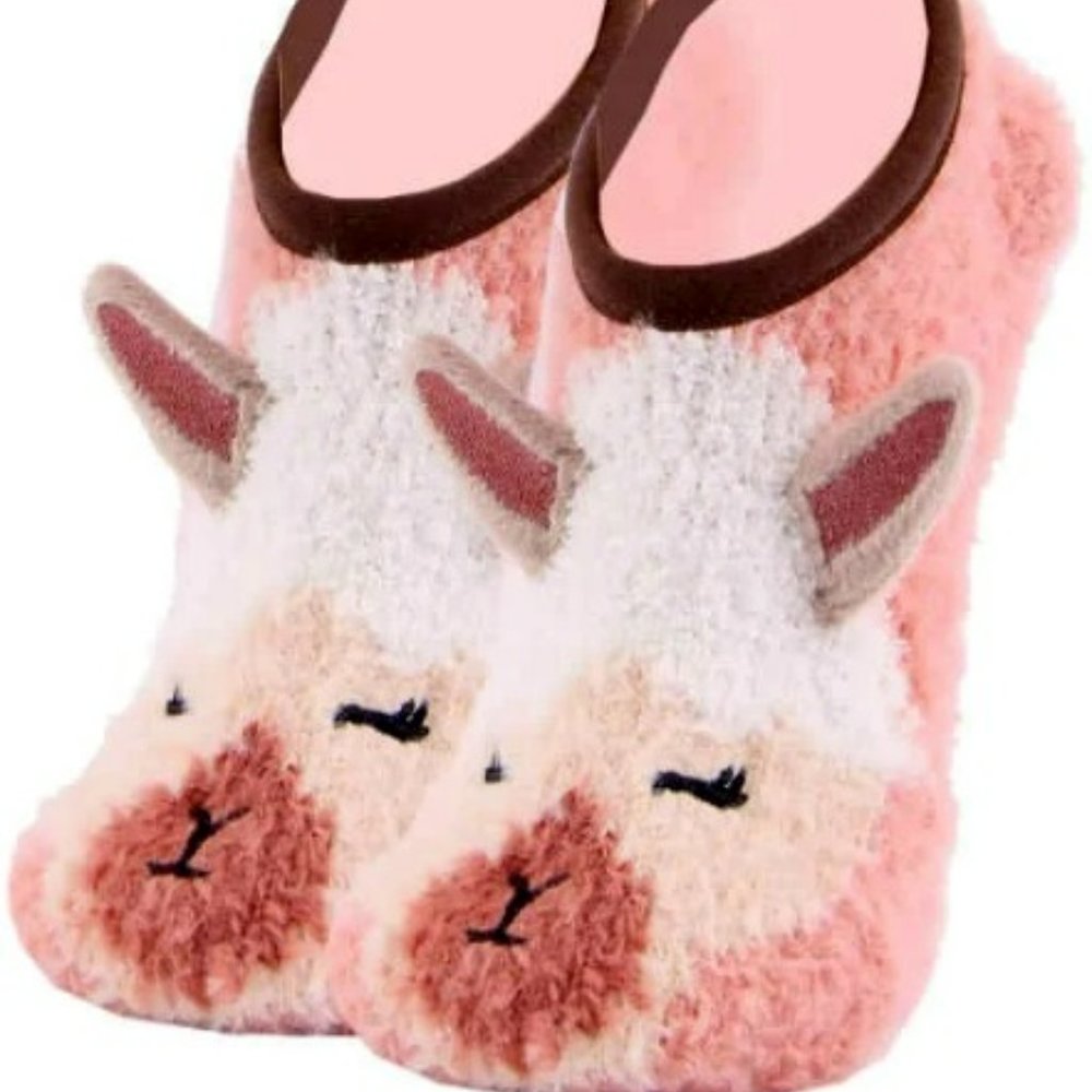 Llama BOK | Women's Funny Fluffy House Slipper Socks